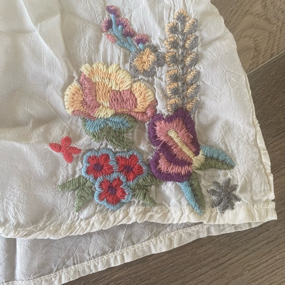 Johnny Was Priscilla Blouse 3/4 Sleeve Semi Sheer Embroidered Floral V-Neck EUC - Picture 4 of 7